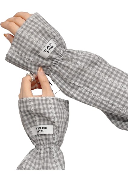 Ekose Gevşek Cilt Dostu Pamuklu Japon Tarzı Yaşlanmayı Azaltan Güneş Koruyucu Kollar (Yurt Dışından)