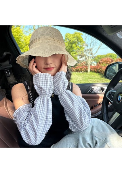 Ekose Gevşek Cilt Dostu Pamuklu Japon Tarzı Yaşlanmayı Azaltan Güneş Koruyucu Kollar (Yurt Dışından) modelleri