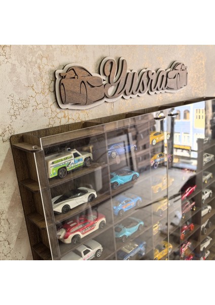 Pleksi Kapaklı 1/64 Ölçek 50ARAÇ Hotwheels Matchbox Metal Araç Uyumlu Model Oyuncak Araba Rafı
