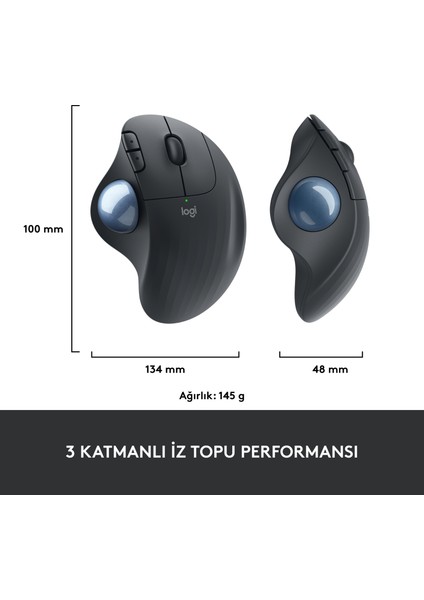 ERGO M575 Kablosuz İztopu Özellikli Konforlu Ergonomik Mouse - Siyah