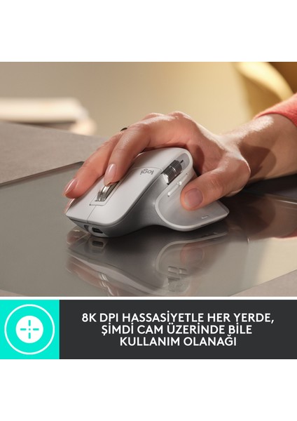 MX Master 3S Performans 8.000 DPI Optik Sensörlü Sessiz Kablosuz Mouse - Beyaz