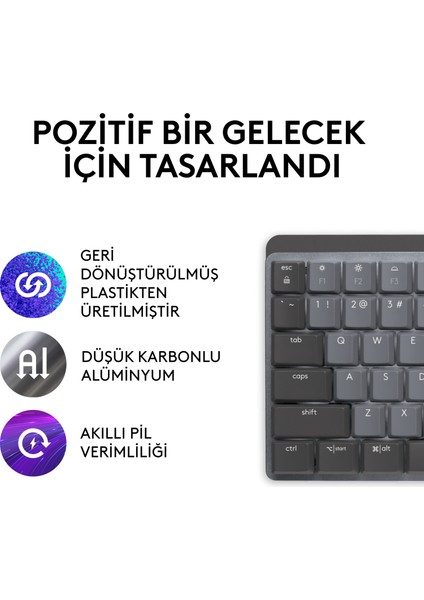 MX Mechanical Kablosuz Aydınlatmalı İngilizce Q Performans Klavyesi - Siyah