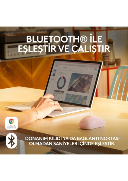 M240 Sessiz Kompakt Kablosuz Bluetooth Mouse - Pembe