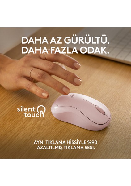 M240 Sessiz Kompakt Kablosuz Bluetooth Mouse - Pembe