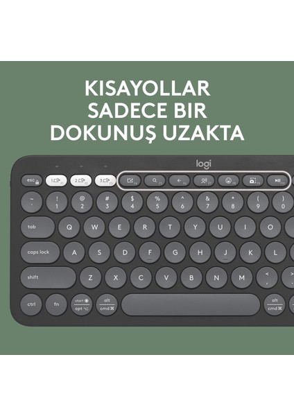 K380s Pebble Keys 2 Çoklu Cihaz Özellikli Bluetooth Türkçe Q Klavye - Siyah