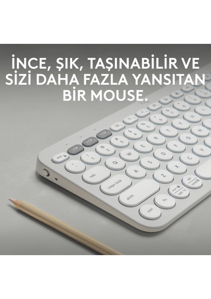 K380s Pebble Keys 2 Çoklu Cihaz Özellikli Bluetooth Türkçe Q Klavye - Beyaz