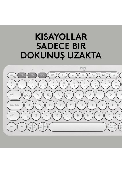 K380s Pebble Keys 2 Çoklu Cihaz Özellikli Bluetooth Türkçe Q Klavye - Beyaz