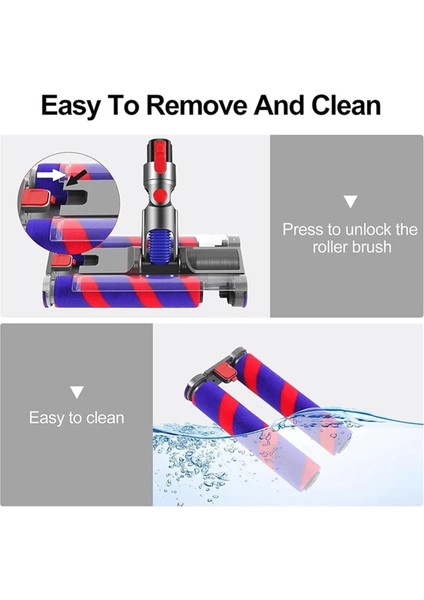 Dyson V7 V8 V10 V11 V15 Elektrikli Zemin Fırçası Için Çift Silindirli Vakum Motor Başlığı LED Işıklı Sert Zeminler Için (Yurt Dışından)