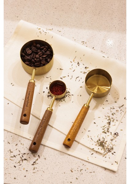 Root Ahşap Saplı Pirinç Ölçü Kaşığı Seti 15-60-125ML 5409