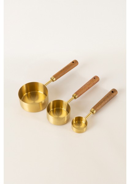 Root Ahşap Saplı Pirinç Ölçü Kaşığı Seti 15-60-125ML 5409 modelleri