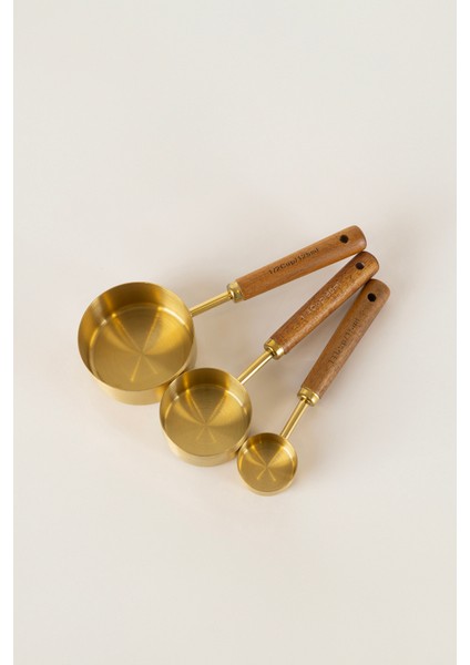 Root Ahşap Saplı Pirinç Ölçü Kaşığı Seti 15-60-125ML 5409 fırsatları