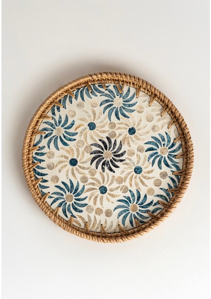 Meander Mavi Çiçekli Rattan 2 Li Tepsi 34 cm - 29 cm 5122 fırsatları