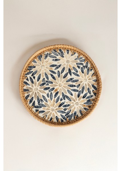 Meander Mavi Krem Rattan 2 Li Tepsi 34 cm - 29 cm 5127 indirimleri