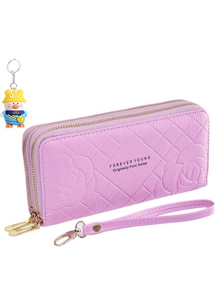 Cüzdan Kadın Uzun Bilek Kayışı Clutch Çift Fermuarlı Büyük Kapasiteli Cep Telefonu Çantası (Yurt Dışından)