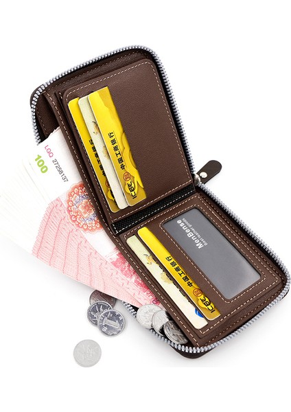 Erkek Cüzdan Büyük Kapasiteli Fermuarlı Çanta Para Cüzdanı Erkek Buzlu Kısa Zincir Cüzdan Çantası (Yurt Dışından) fiyatları