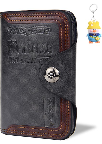 Erkek Cüzdan Kısa Moda Gündelik Manyetik Toka Kurumsal Çanta Büyük Kapasiteli Üç Katlı Kurumsal Çanta Kart Tutucu (Yurt Dışından)