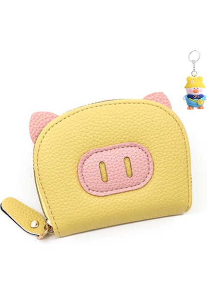 Kısa Organ Kart Tutucu Kimlik Çantası Şeker Renkli Sevimli Domuz Çoklu Kart Yuvası Kart Tutucu Para Cüzdanı Fermuarlı Çanta (Yurt Dışından)