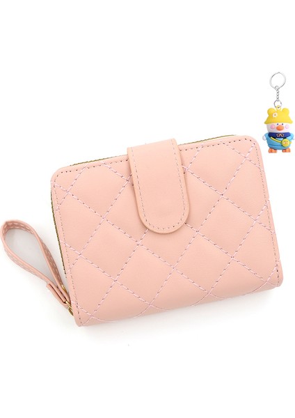 Basit Bayan Cüzdan Kısa Akordon Kart Yuvası Toka Para Cüzdanı Kimlik Çantası Fermuarlı Clutch (Yurt Dışından)