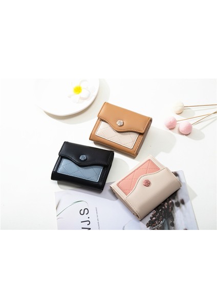 Kadın Kısa Cüzdan Toka Bayanlar Dikiş Üç Katlı Çanta Öğrenci Para Cüzdan (Yurt Dışından) fırsatları