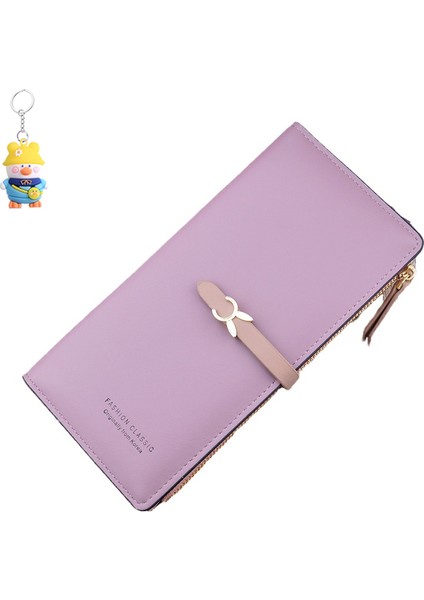 Bayan Cüzdan Kadın Uzun Öğrenci Moda Fermuar Toka Ince Cüzdan Çoklu Kart Yuvası Kart Tutucu (Yurt Dışından)