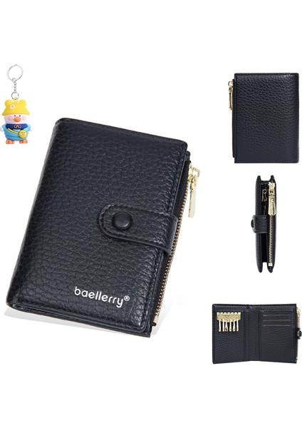 Bayan Cüzdan Kısa Moda Fermuarlı Para Cüzdanı Basit Anahtar Çantası Kart Tutucu Kadın (Yurt Dışından)