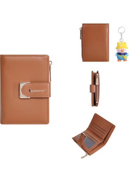 Bayan Kısa Cüzdan Fermuarlı Iki Katlı Para Cüzdan Moda Kart Tutucu Kadın (Yurt Dışından)