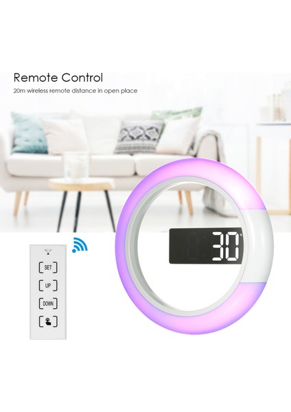 12 Inç Dijital LED Aynalı Saat - Sıcaklık Göstergeli Rgb Aydınlatmalı Beyaz (Yurt Dışından) modelleri