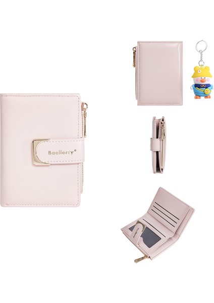 Bayan Kısa Cüzdan Fermuarlı Iki Katlı Para Cüzdan Moda Kart Tutucu Kadın (Yurt Dışından)