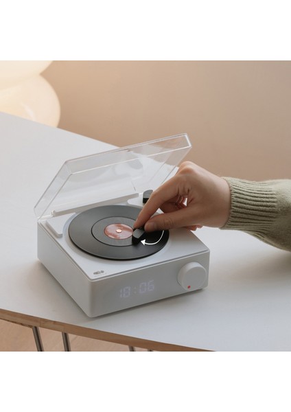 Retro Vinyl Bluetooth Hoparlörlü Alarmlı Taşınabilir Saat (Yurt Dışından) modelleri