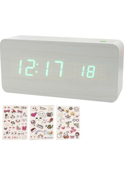 Ahşap Dijital Çalar Saat, 8 Seviye Parlaklık LED Ekran Ses Kontrolü Yatak Odası Masa Ofis (Yurt Dışından)