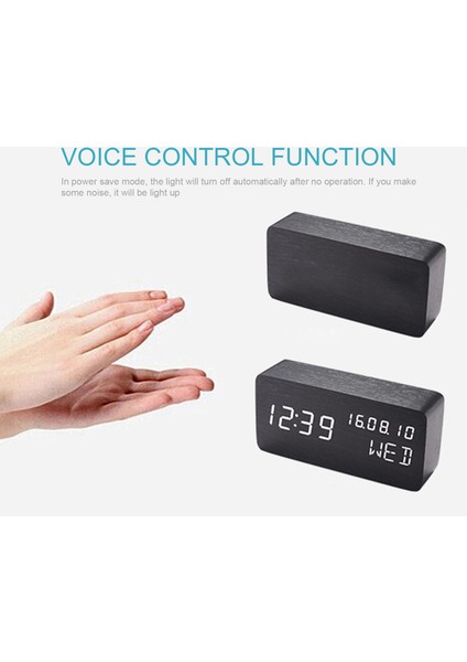 Ahşap Ses Kontrollü LED Ekranlı Ayarlanabilir Parlaklıklı Yatak Başı Çalar Saati (Yurt Dışından) fiyatları