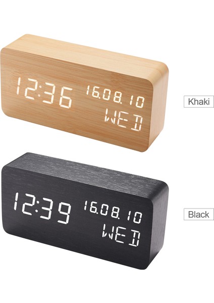 Ahşap Ses Kontrollü LED Ekranlı Ayarlanabilir Parlaklıklı Yatak Başı Çalar Saati (Yurt Dışından) modelleri