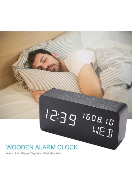 Ahşap Ses Kontrollü LED Ekranlı Ayarlanabilir Parlaklıklı Yatak Başı Çalar Saati (Yurt Dışından) fırsatları
