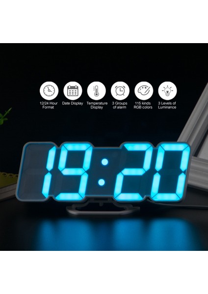 Kablosuz Kumandalı Rgb LED Alarm Saati Beyaz USB 115 Renk 3 Işık Seviyesi Duvara Monte & Masaüstü (Yurt Dışından) modelleri