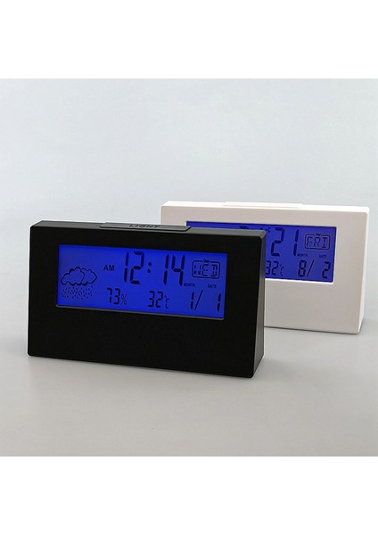 LCD Hava Durumlu Dijital Yatak Başı Nem ve Sıcaklık Göstergeli Alarmlı Saat (Yurt Dışından)