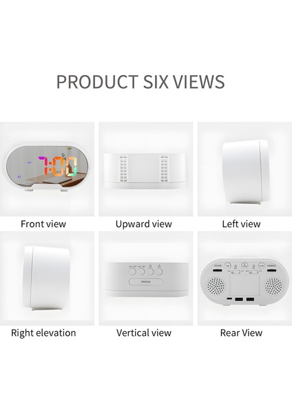 13,9 cm Rgb LED Aynalı Çift USB Portlu Çalar Saat - Ev & Yatak Odası (Yurt Dışından) fiyatları