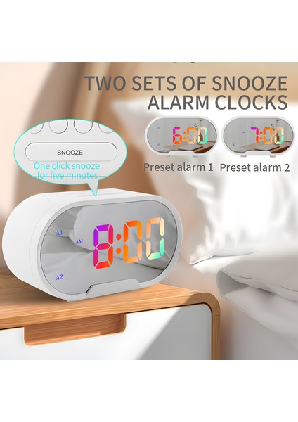 13,9 cm Rgb LED Aynalı Çift USB Portlu Çalar Saat - Ev & Yatak Odası (Yurt Dışından) modelleri