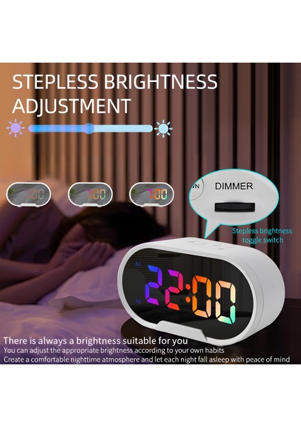 13,9 cm Rgb LED Aynalı Çift USB Portlu Çalar Saat - Ev & Yatak Odası (Yurt Dışından) fırsatları