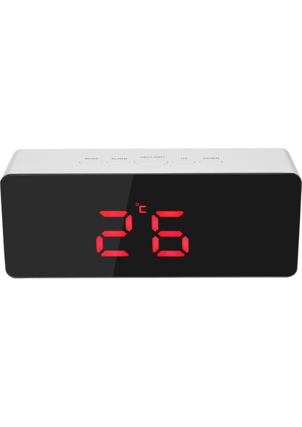 LED Ayna Saat - Ayarlanabilir Parlaklık, Usb/pil Destekli, Sıcaklık Göstergeli Kırmızı (Yurt Dışından)