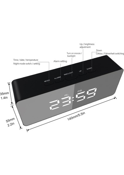 LED Aynalı Dijital Masaüstü Çalar Saat - Sıcaklık Göstergeli (Yurt Dışından) fiyatları