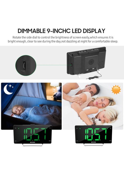 9 Inç LED Ekran Çift Alarm USB Şarj Yedek Pil Çalar Saat (Yurt Dışından) fiyatları