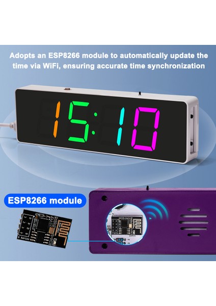 ESP8266 Wifi Saat Kiti - Otomatik Zaman Senkronizasyonlu, Parlaklık Ayarlı Iot (Yurt Dışından) modelleri