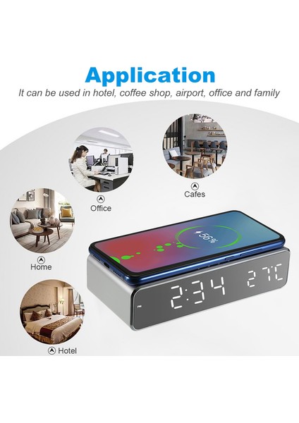 LED Masa Saati Termometre Kablosuz Şarj - Samsung Xiaomi Huawei (Yurt Dışından) indirimleri