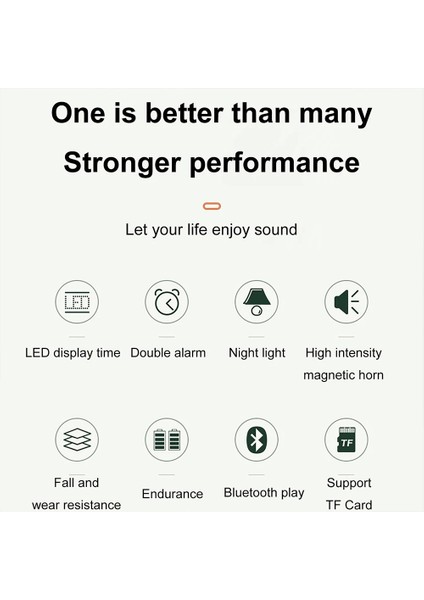 Taşınabilir Bluetooth Çalar Saat Hoparlör Fm Radyo Sd Kart (Yurt Dışından)