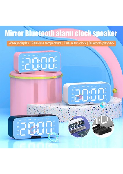 Taşınabilir Bluetooth Çalar Saat Hoparlör Fm Radyo Sd Kart (Yurt Dışından)