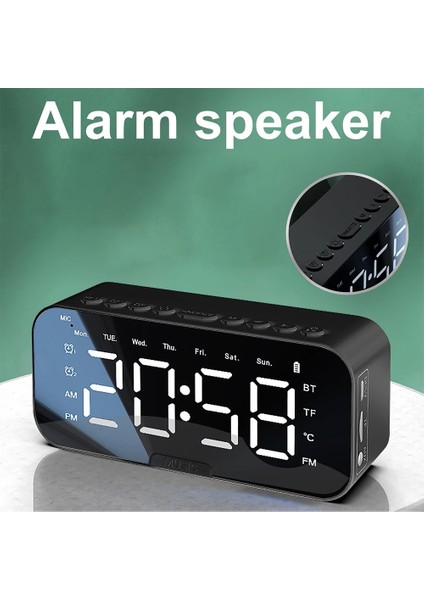 Taşınabilir Bluetooth Hoparlörlü Fm Radyolu Çalar Saat (Yurt Dışından)