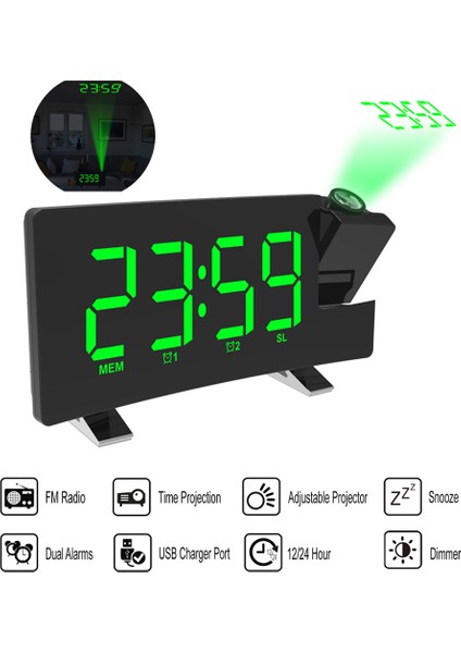 Prksiyonlu Alarm Saati Fm Radyo USB Şarj Girişi (Yurt Dışından)