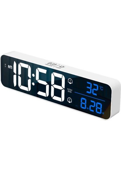 Termometreli LED Aynalı Çalar Saat 5 Seviye Parlaklık USB Güç (Yurt Dışından)