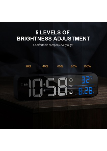 Termometreli LED Aynalı Çalar Saat 5 Seviye Parlaklık USB Güç (Yurt Dışından) fiyatları
