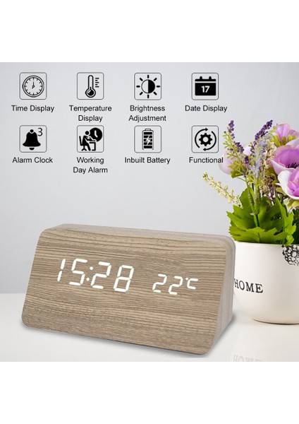 Kafur Ağacı LED Alarm Saati - Sıcaklık, Tarih, Ses Kontrolü ve Sessiz Mod (Yurt Dışından) fırsatları
